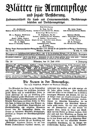 Die Frauen in der Armenpflege von Luise Kiesselbach, Juli 1919
